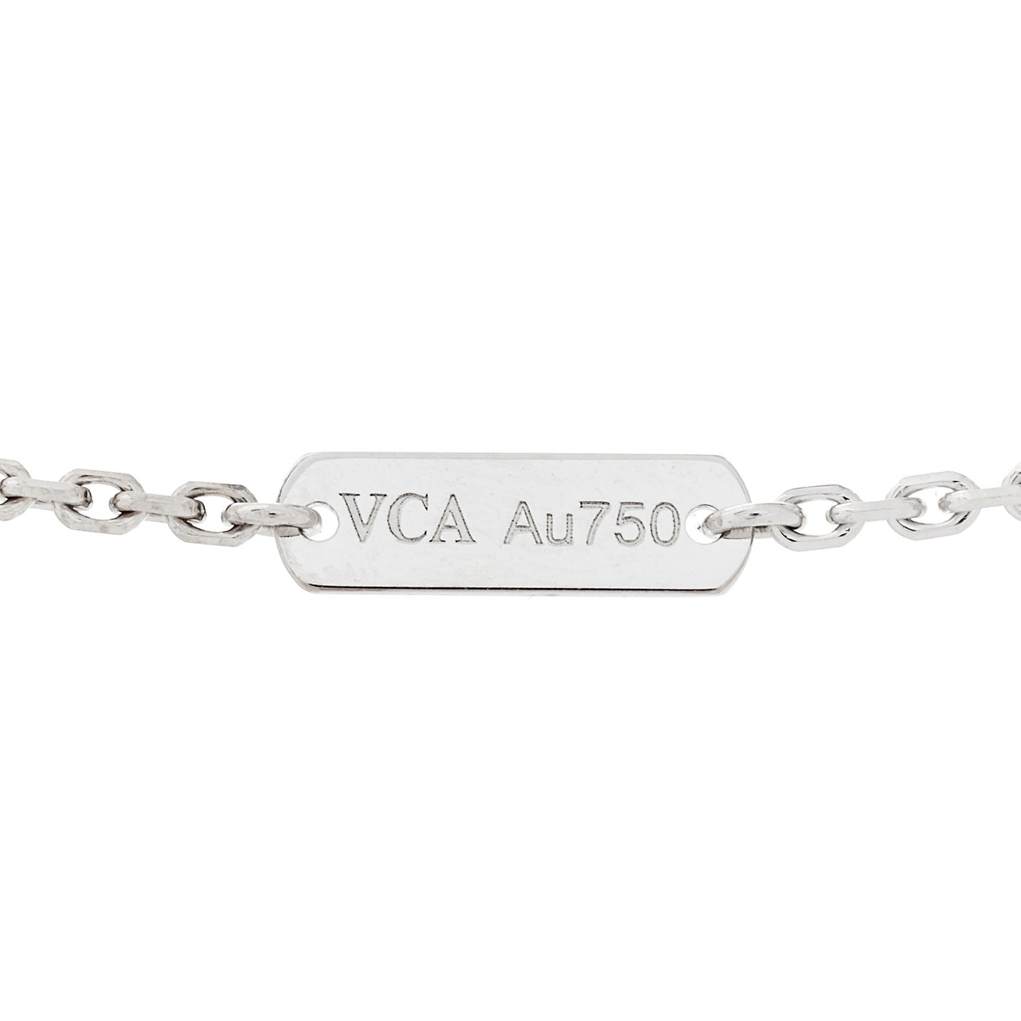 18K White Gold Chalcedony Vintage Alhambra Pendant Necklace