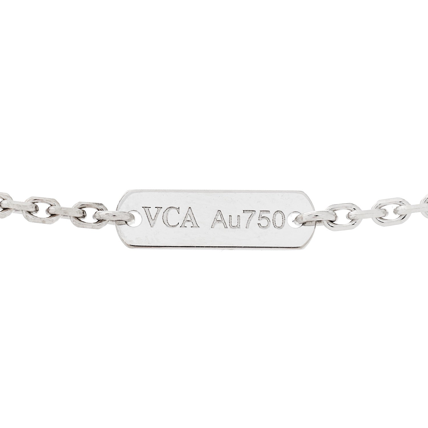 Van Cleef & Arpels 18K White Gold Chalcedony Vintage Alhambra Pendant Necklace 5 of 7