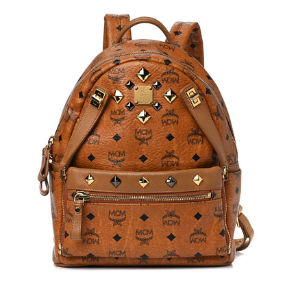 MCM Visetos Studded Small Dual Stark Backpack Cognac 1 of 10