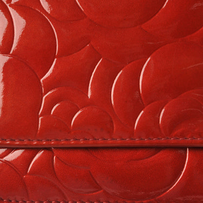 Chanel Patent Camellia Embossed Wallet On Chain WOC Dark Red 11 of 11