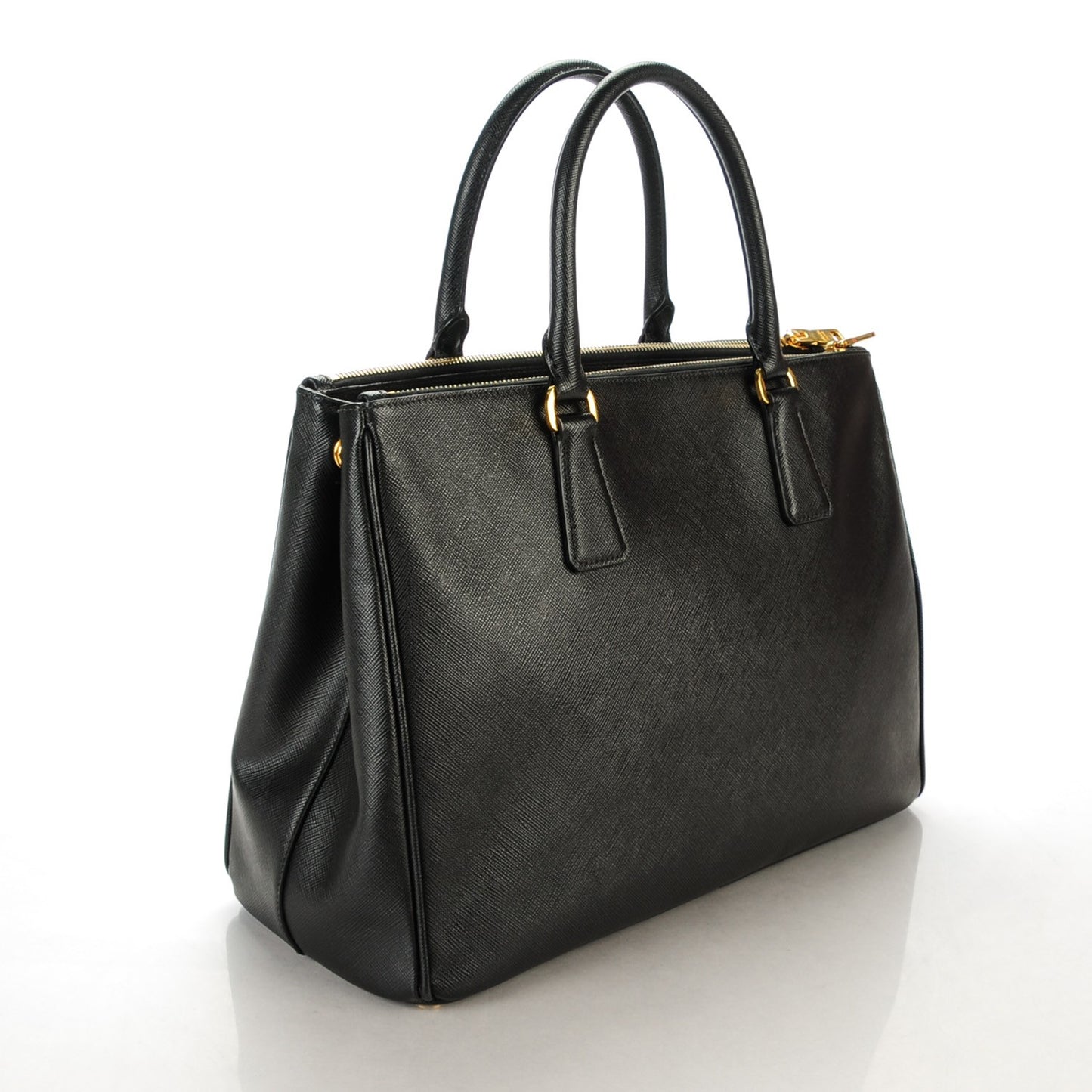Saffiano Large Galleria Double Zip Tote Black