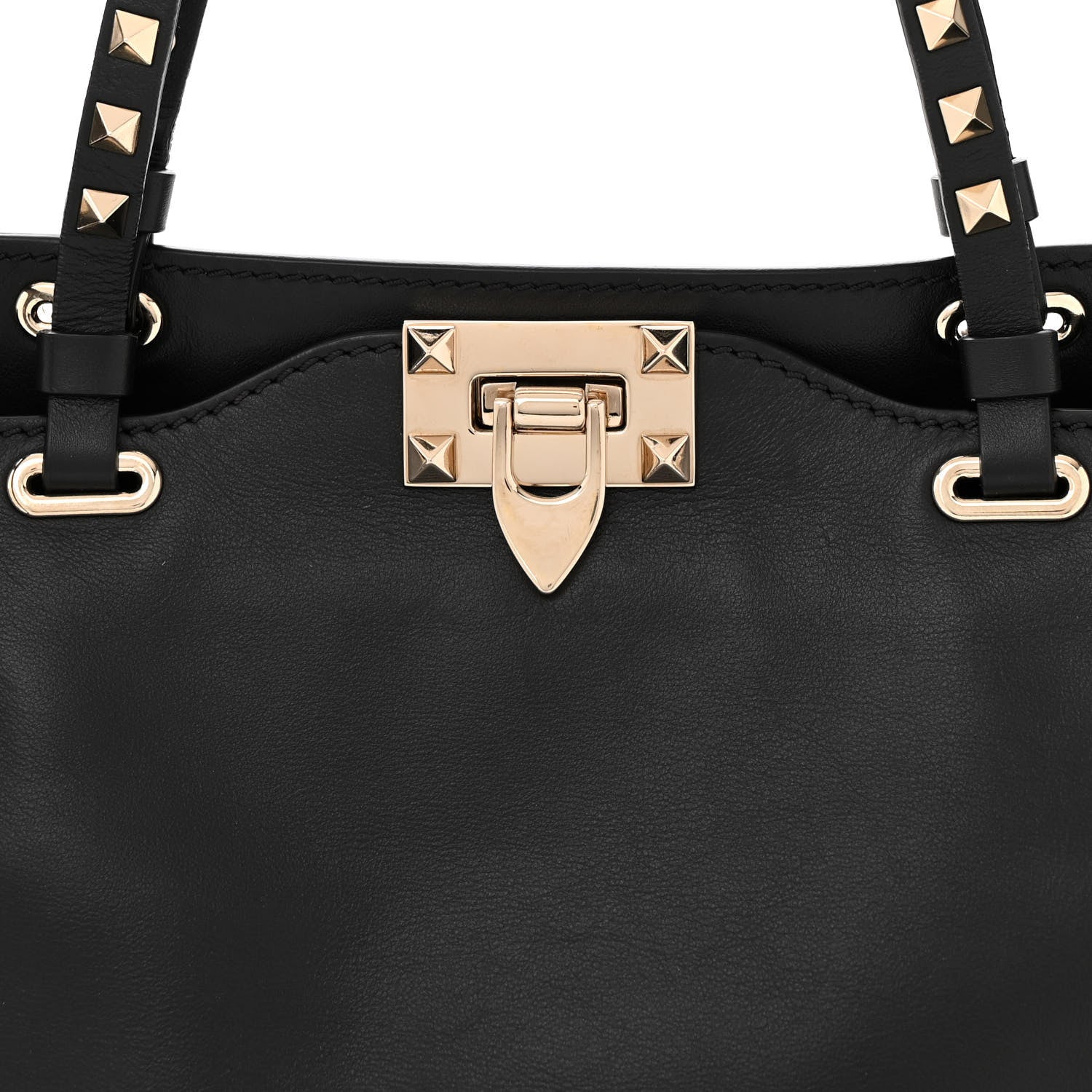 Valentino Garavani Vitello Small Rockstud Tote Black 7 of 10