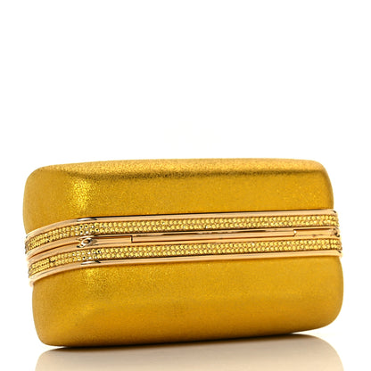 Judith Leiber Metallic Calfskin Swarovski Crystal Minaudiere Clutch Gold 3 of 7