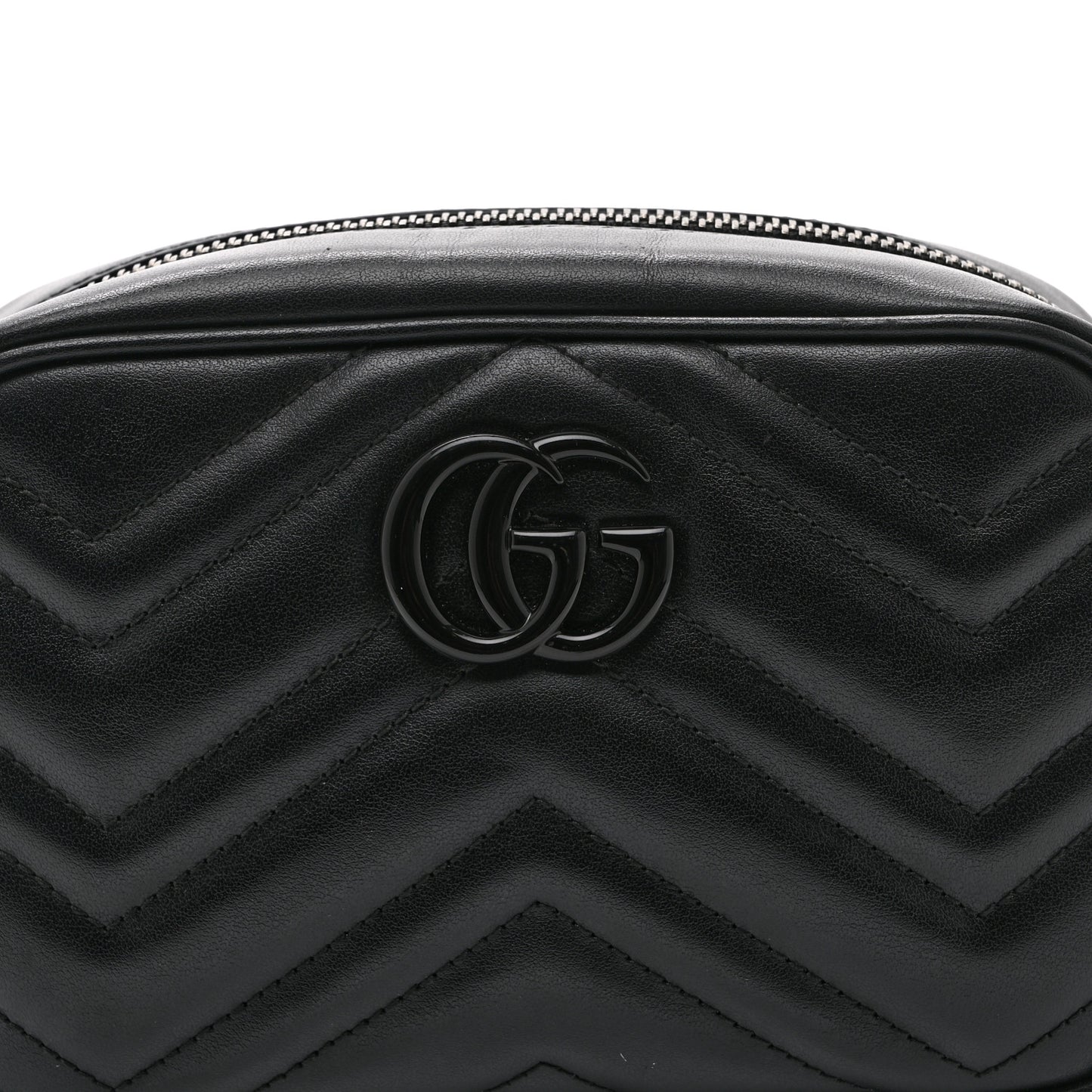 Calfskin Matelasse Monochrome Mini GG Marmont Chain Shoulder Bag Black