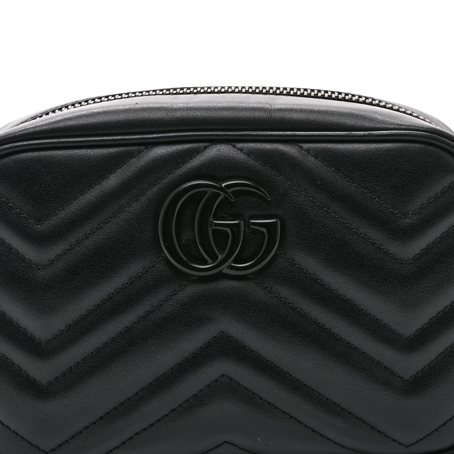 Gucci Calfskin Matelasse Monochrome Mini GG Marmont Chain Shoulder Bag Black 9 of 11