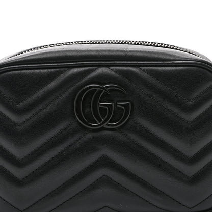 Gucci Calfskin Matelasse Monochrome Mini GG Marmont Chain Shoulder Bag Black 9 of 11