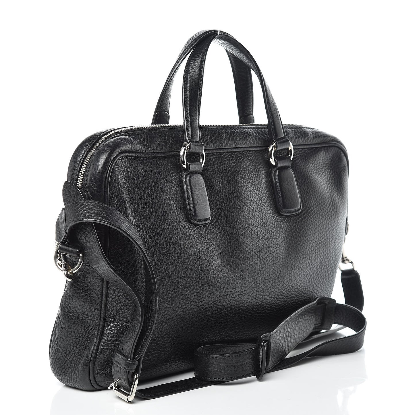 Pebbled Calfskin Soho Briefcase Black