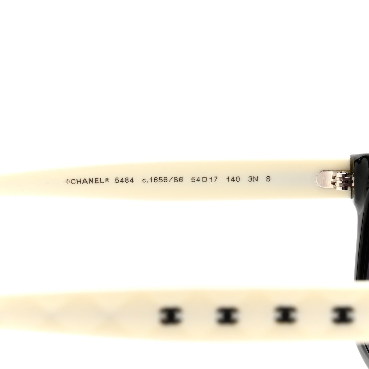 Acetate Quilted CC Square Sunglasses 5484 White Black