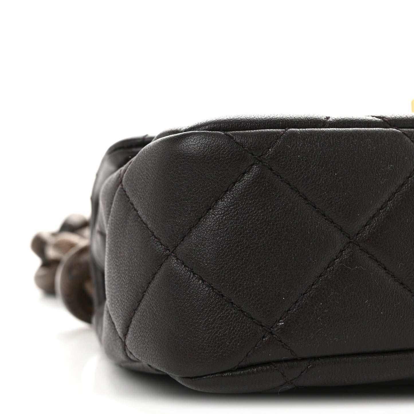 Lambskin Wenge Quilted Mini Fashion Wood Square Flap Dark Purple
