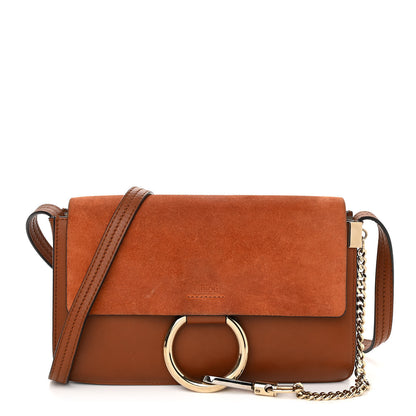 Chloe Suede Calfskin Small Faye Shoulder Bag Tobacco 1 of 13