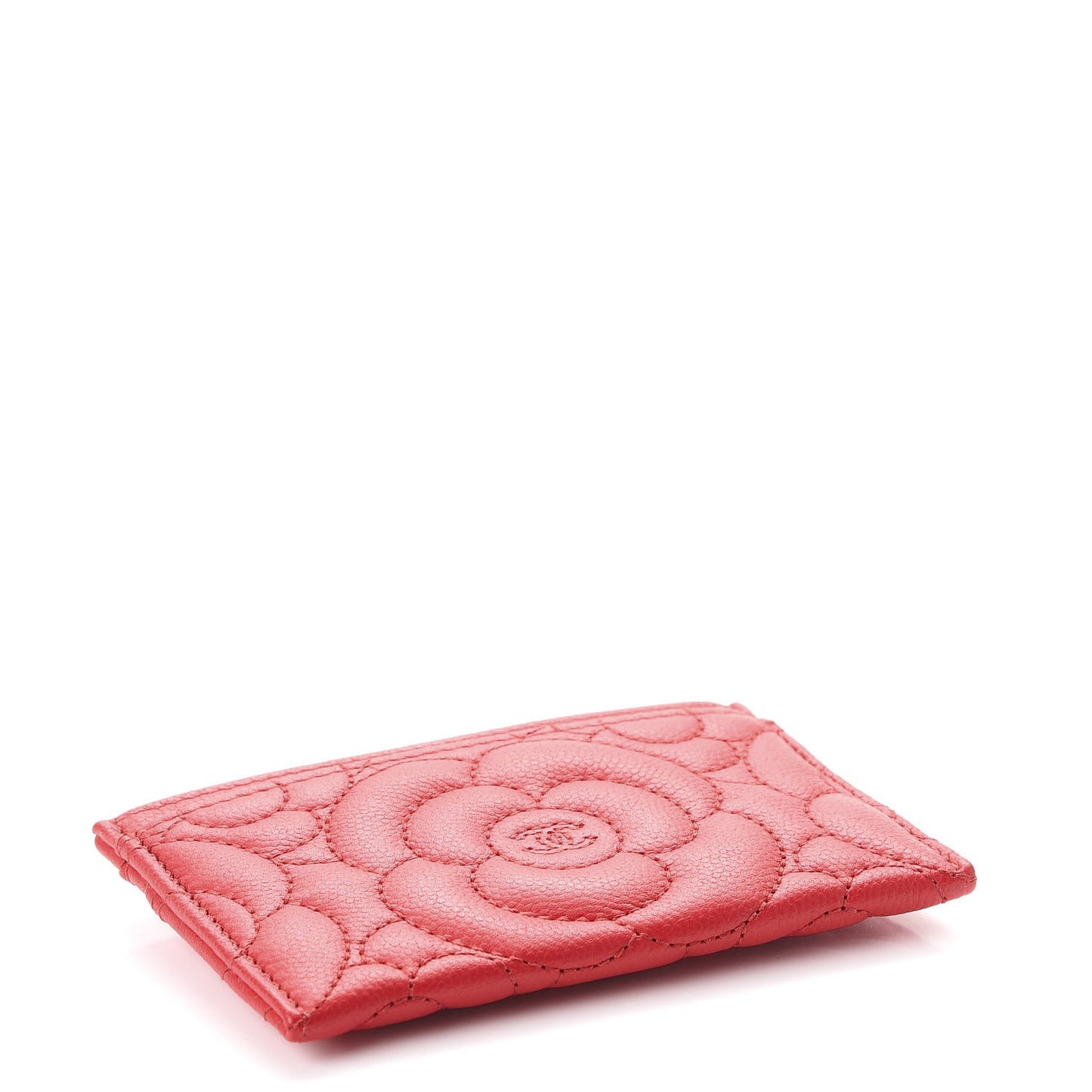 Caviar Camellia Quilted Card Holder Red