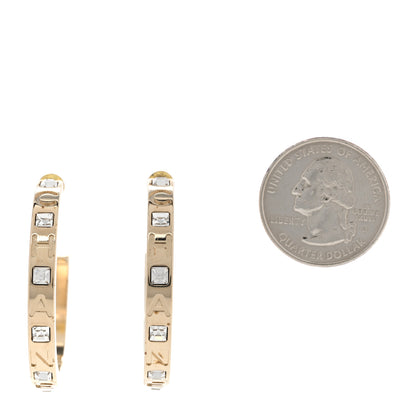 Chanel Metal Baguette Crystal Logo CC Hoop Earrings Gold 2 of 6