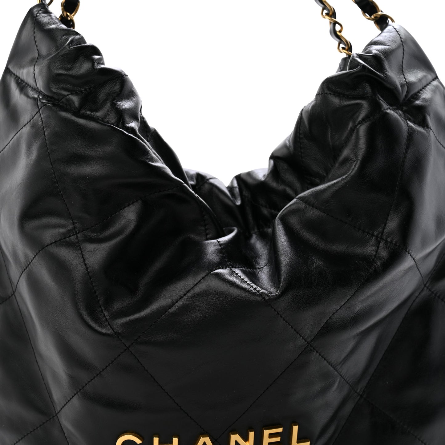 Shiny Calfskin Quilted Chanel 22 Black