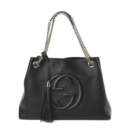 Gucci Pebbled Calfskin Medium Soho Chain Shoulder Bag Black 1 of 10