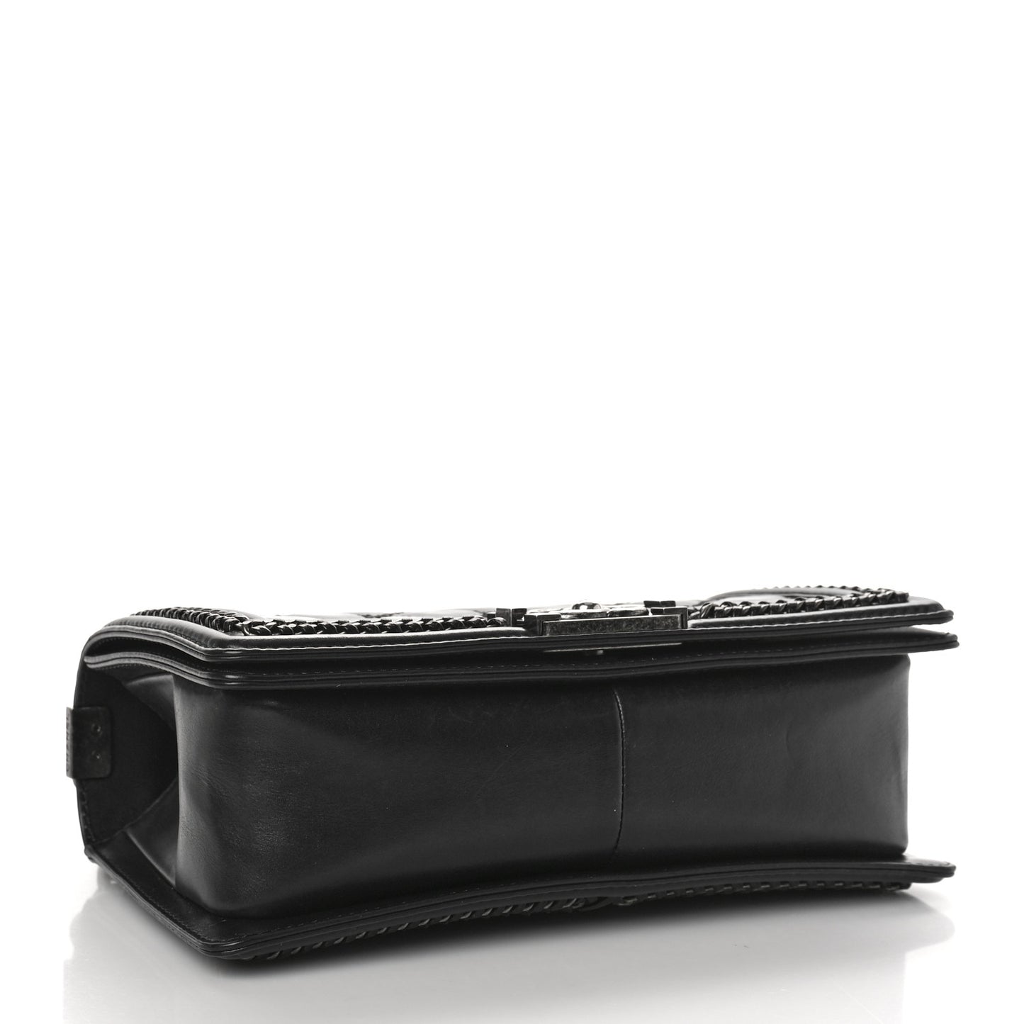 Calfskin Quilted Medium Top Handle Boy Flap Black