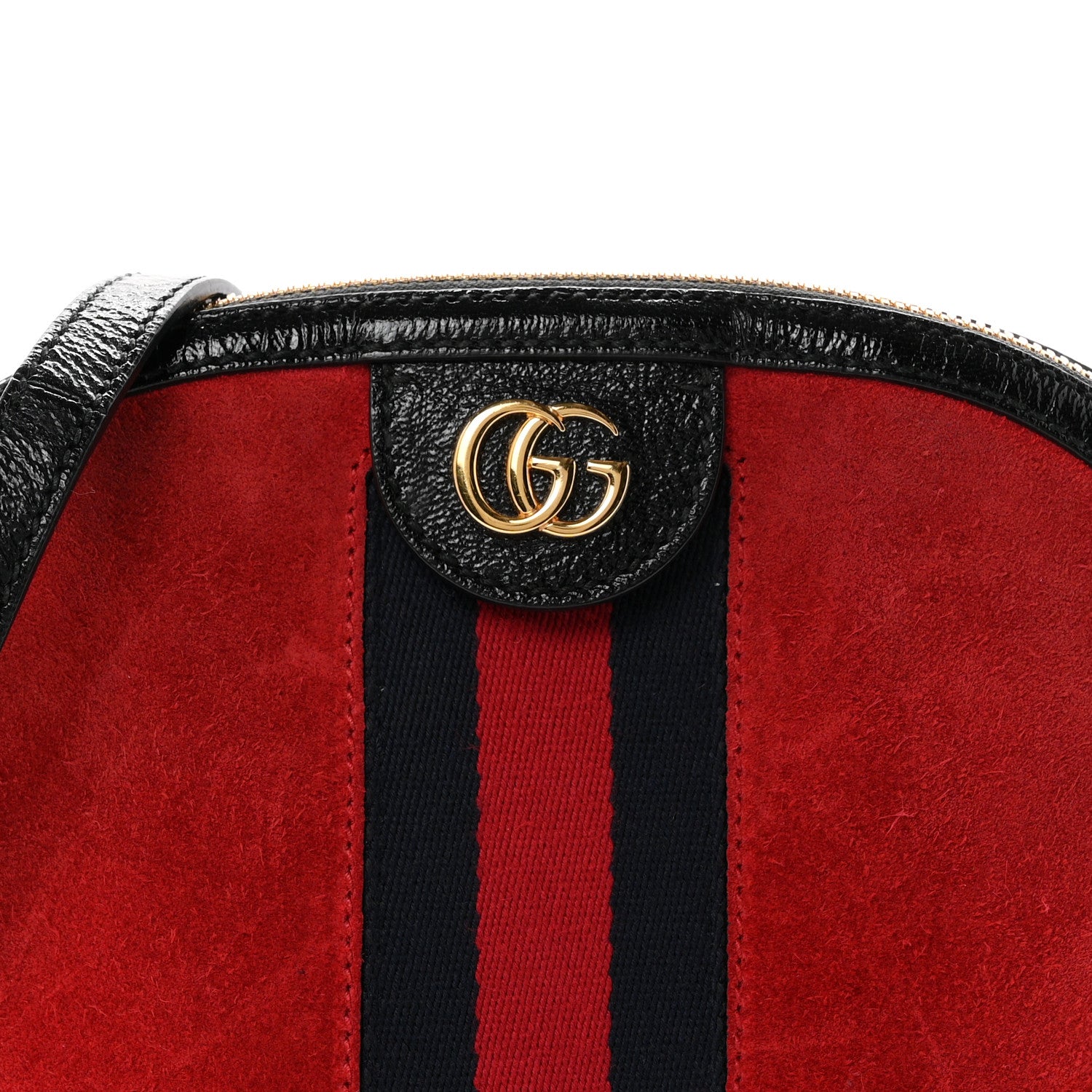 Gucci Suede Patent Web GG Small Ophidia Dome Shoulder Bag Hibiscus Red 8 of 11