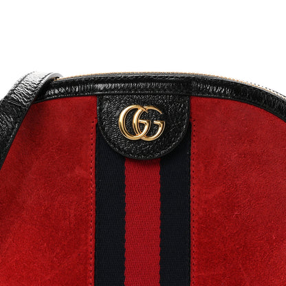 Gucci Suede Patent Web GG Small Ophidia Dome Shoulder Bag Hibiscus Red 8 of 11