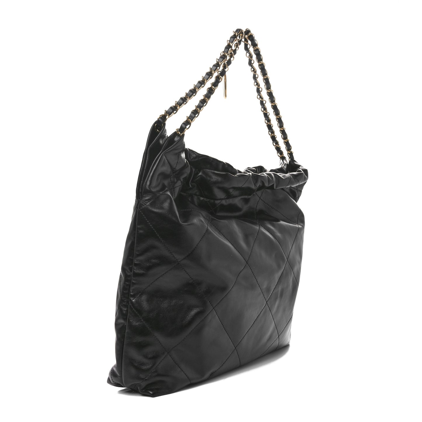 Shiny Calfskin Quilted Chanel 22 Black