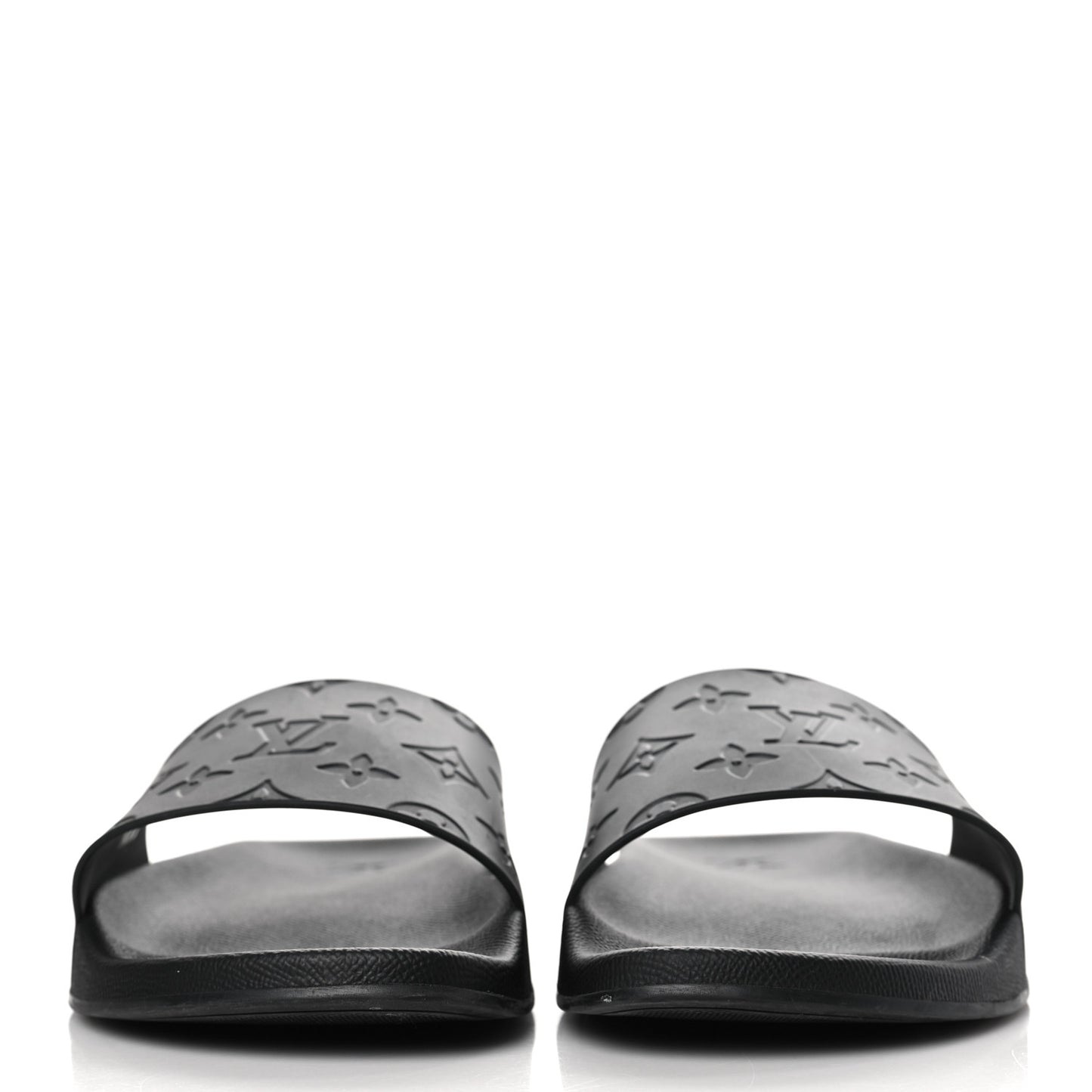 Rubber Embossed Monogram Mens Waterfront Mules 9 Black