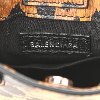 Balenciaga Smooth Calfskin Leopard Print Logo Shopping Phone Holder Bag Beige Black 6 of 9