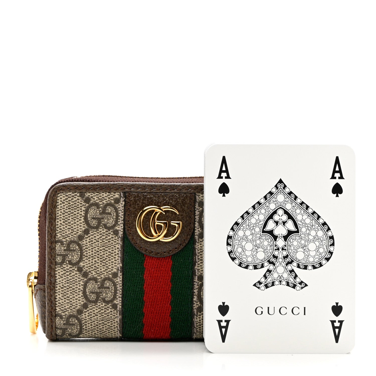 Gucci GG Supreme Monogram Web Ophidia Playing Card Case Beige New Acero 3 of 9