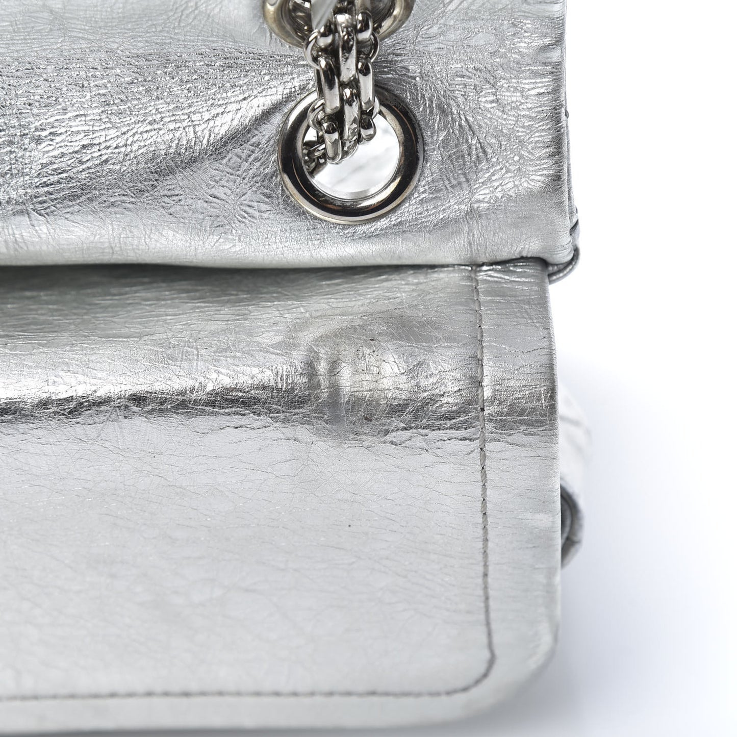 Metallic Aged Calfskin Quilted 2.55 Reissue 226 Flap Silver