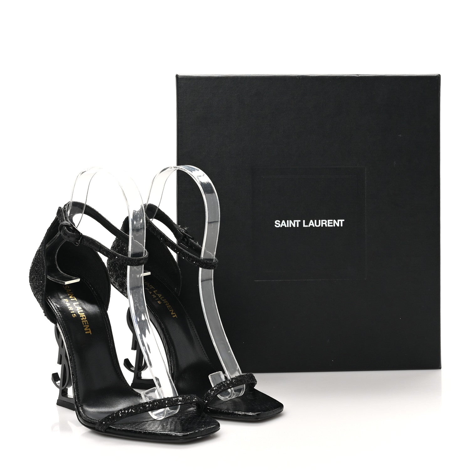 Saint Laurent Glitter Opyum 110 Sandals 36.5 Black 11 of 11