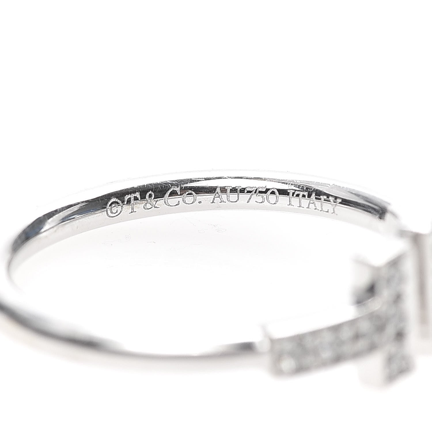 Tiffany 18K White Gold Diamond T Wire Ring 50 5.5 4 of 5