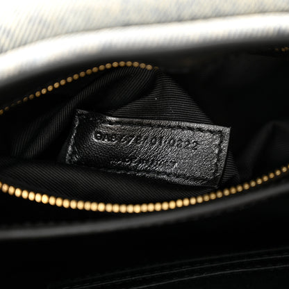 Saint Laurent Denim Y Quilted Monogram Toy Loulou Crossbody Bag Grey 7 of 11
