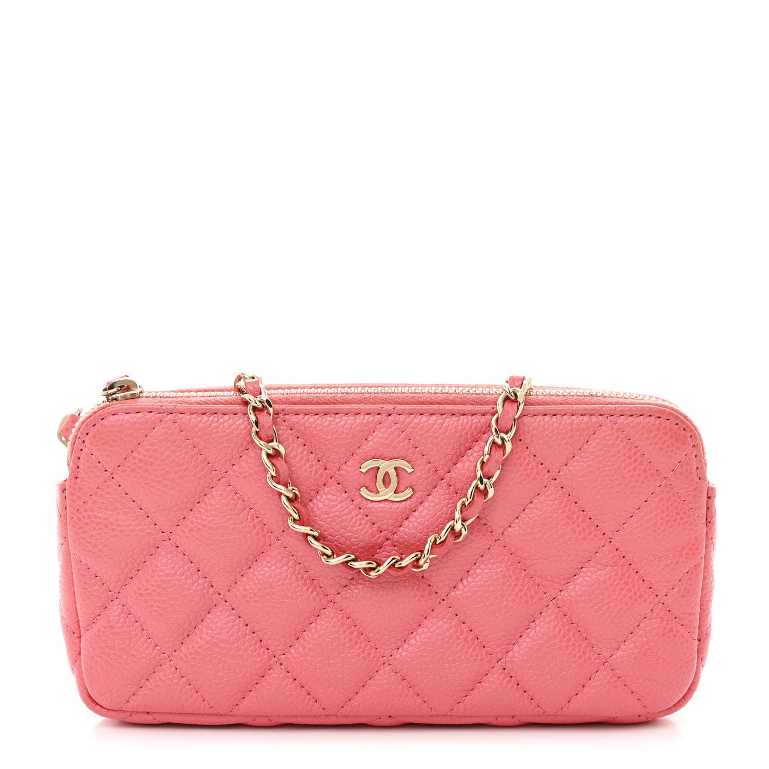 Chanel Iridescent Caviar Quilted Small Clutch With Chain Pink 1 of 13