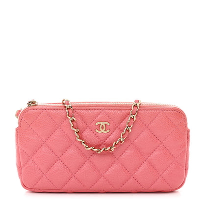 Chanel Iridescent Caviar Quilted Small Clutch With Chain Pink 1 of 13