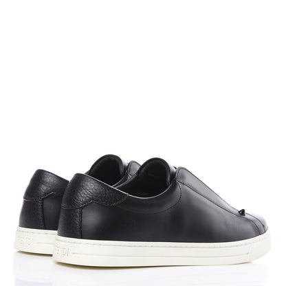 Fendi Vitello Microfiber FF Rockoclick Slip On Sneakers 36.5 Black Tobacco 4 of 9