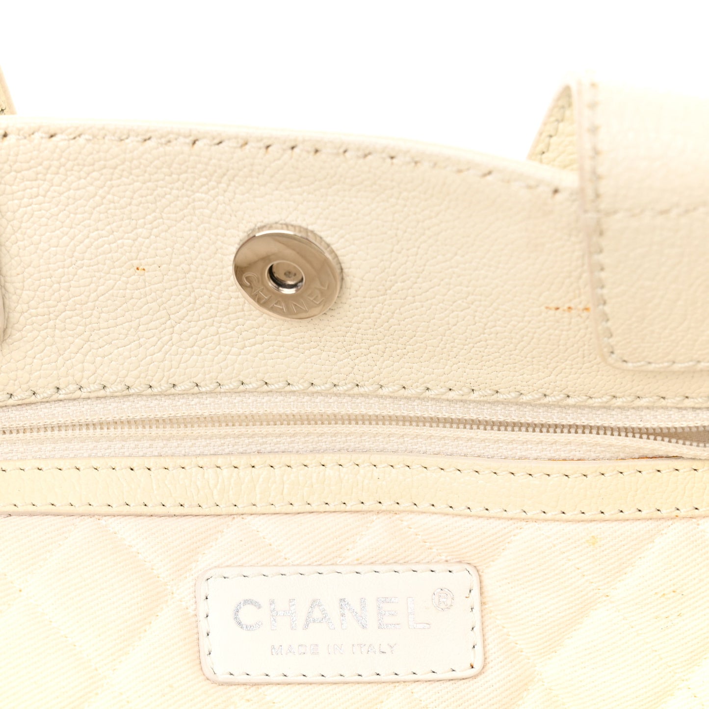 Goatskin Perforated Large CC Tote White