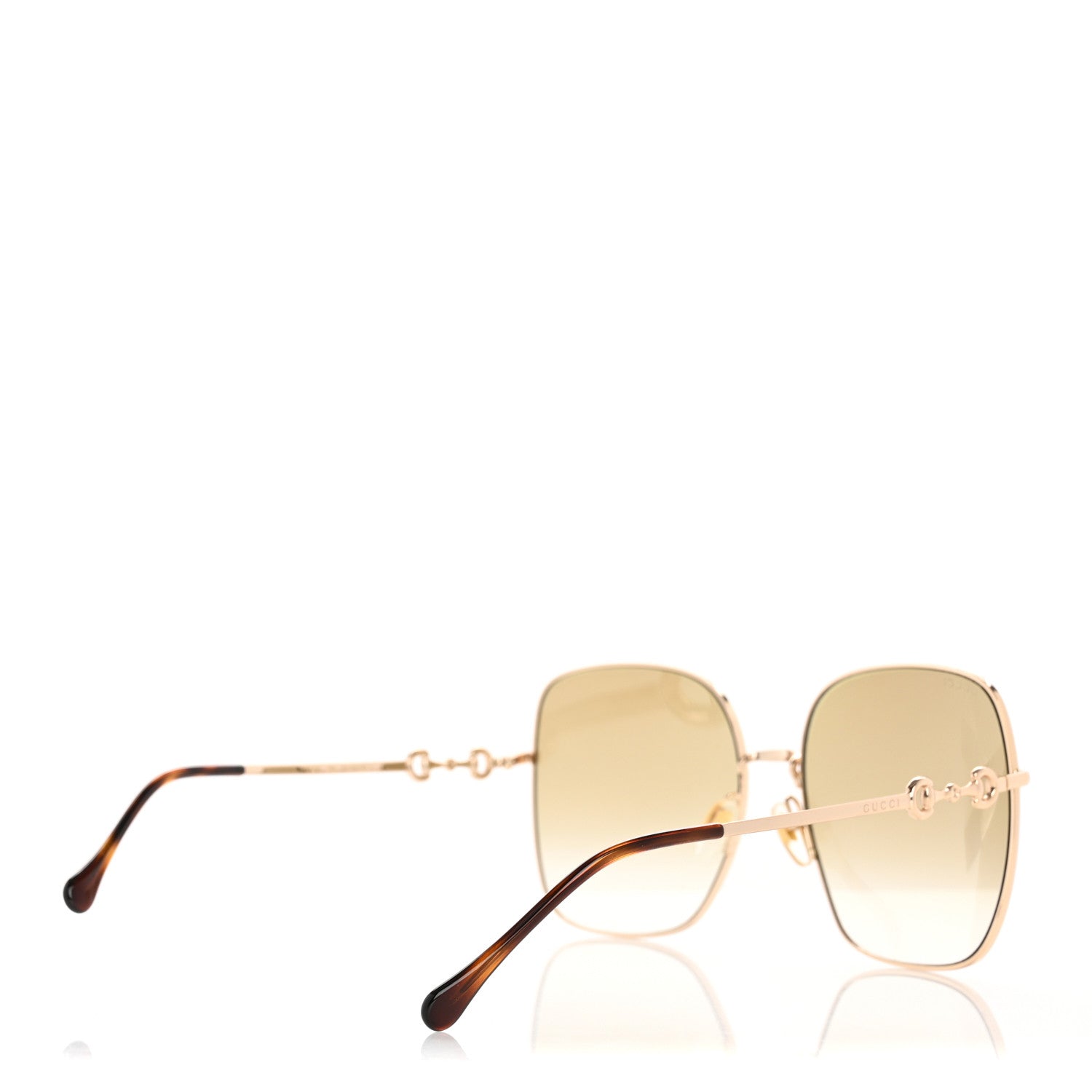 Gucci Metal Horsebit Square Frame Sunglasses GG0879S Gold 4 of 7