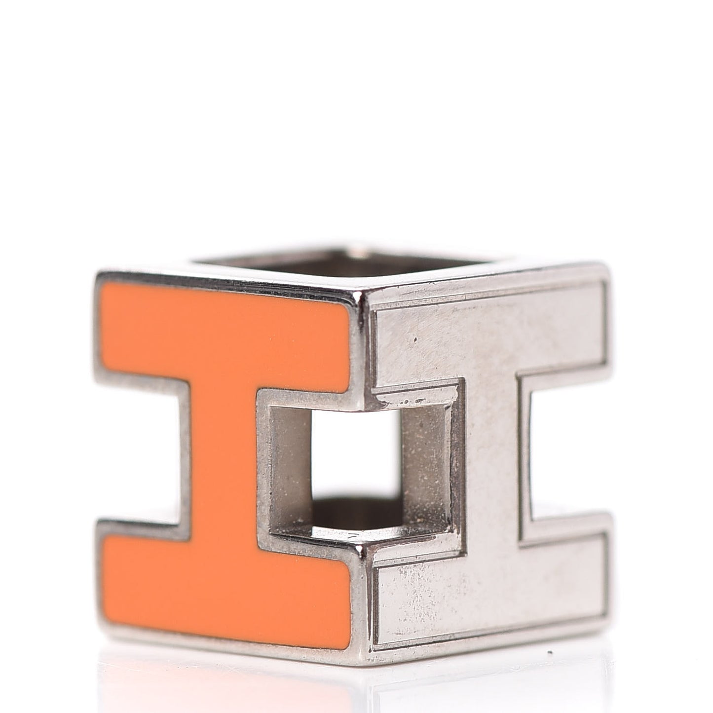 Palladium Lacquered Cage d'H Pendant Necklace Orange Fonce