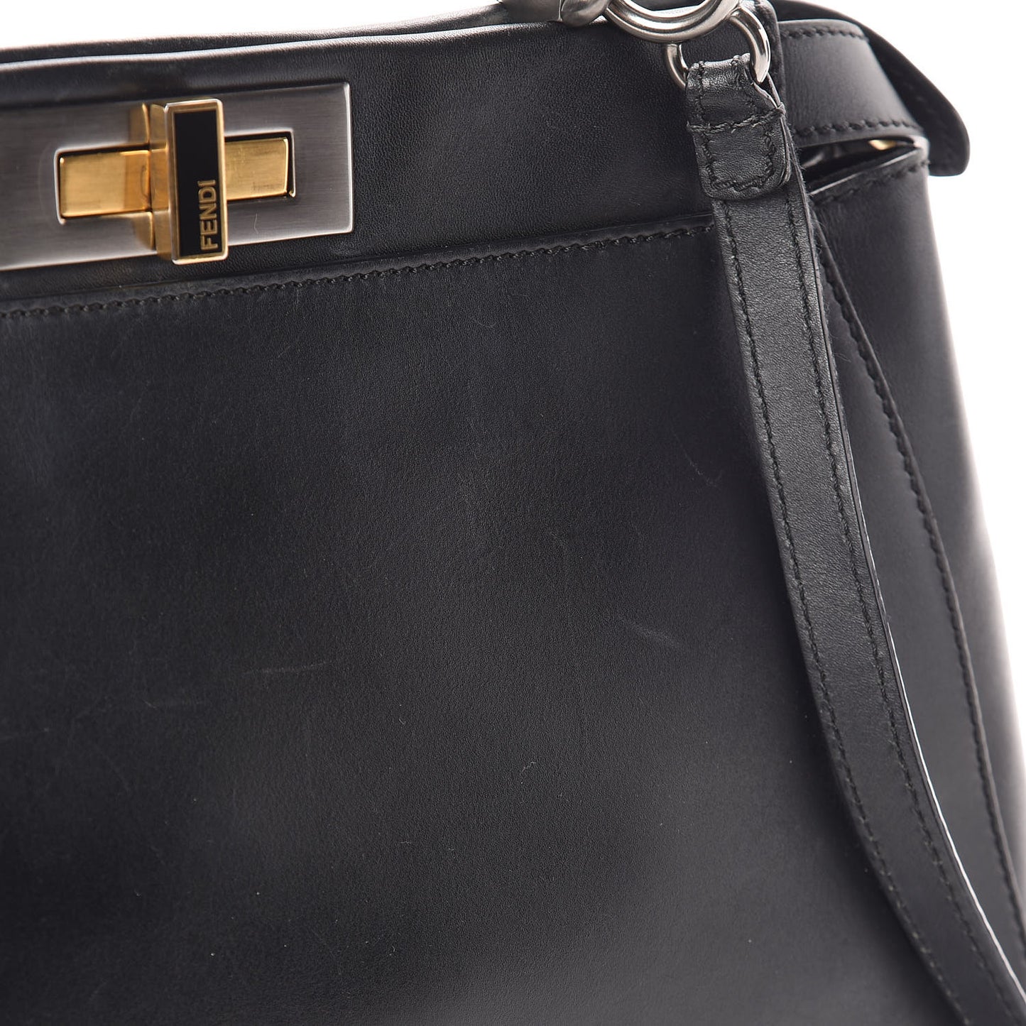 Vitello Suede Medium Peekaboo Iconic Satchel Black