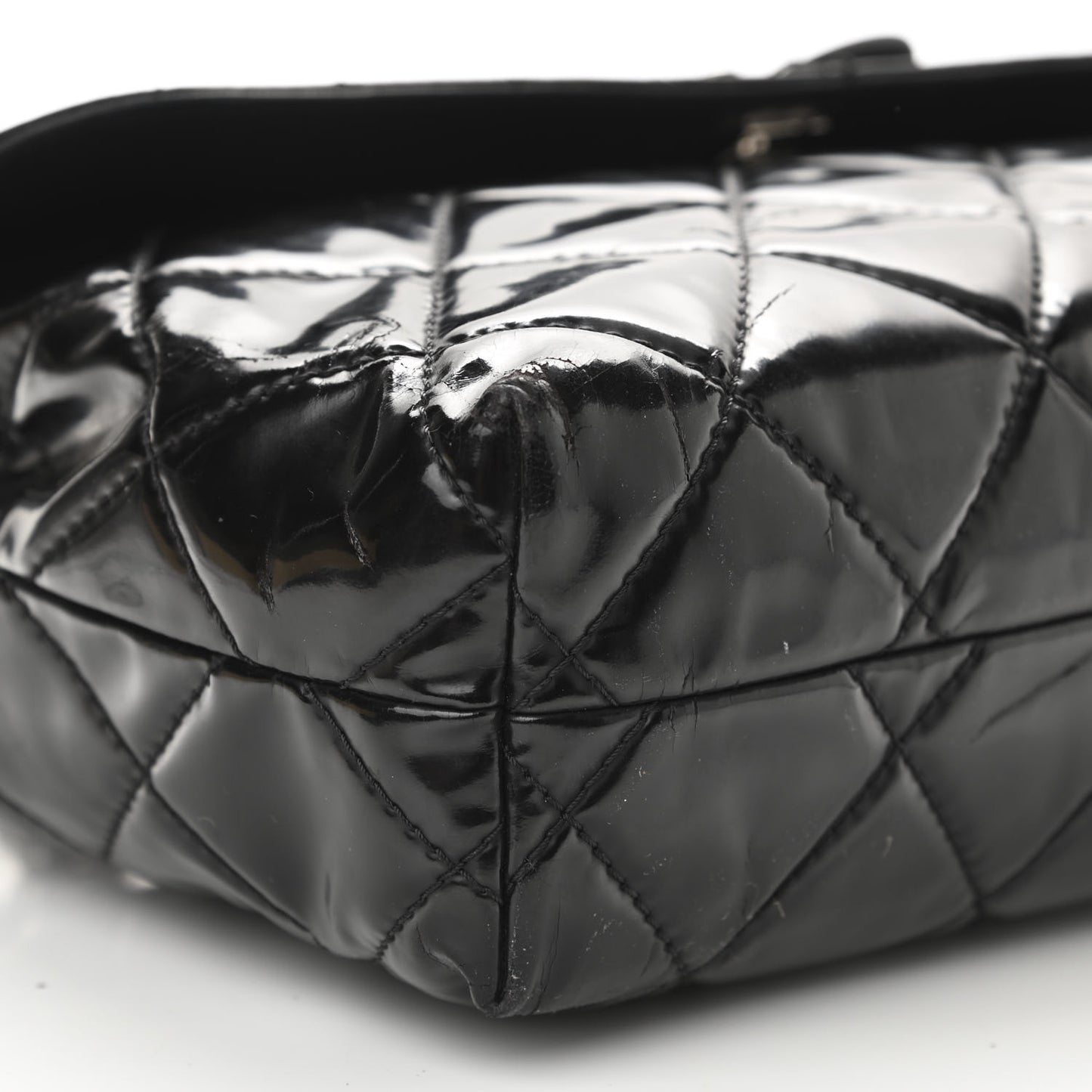 Vinyl Quilted In the Business Flap Bag Black