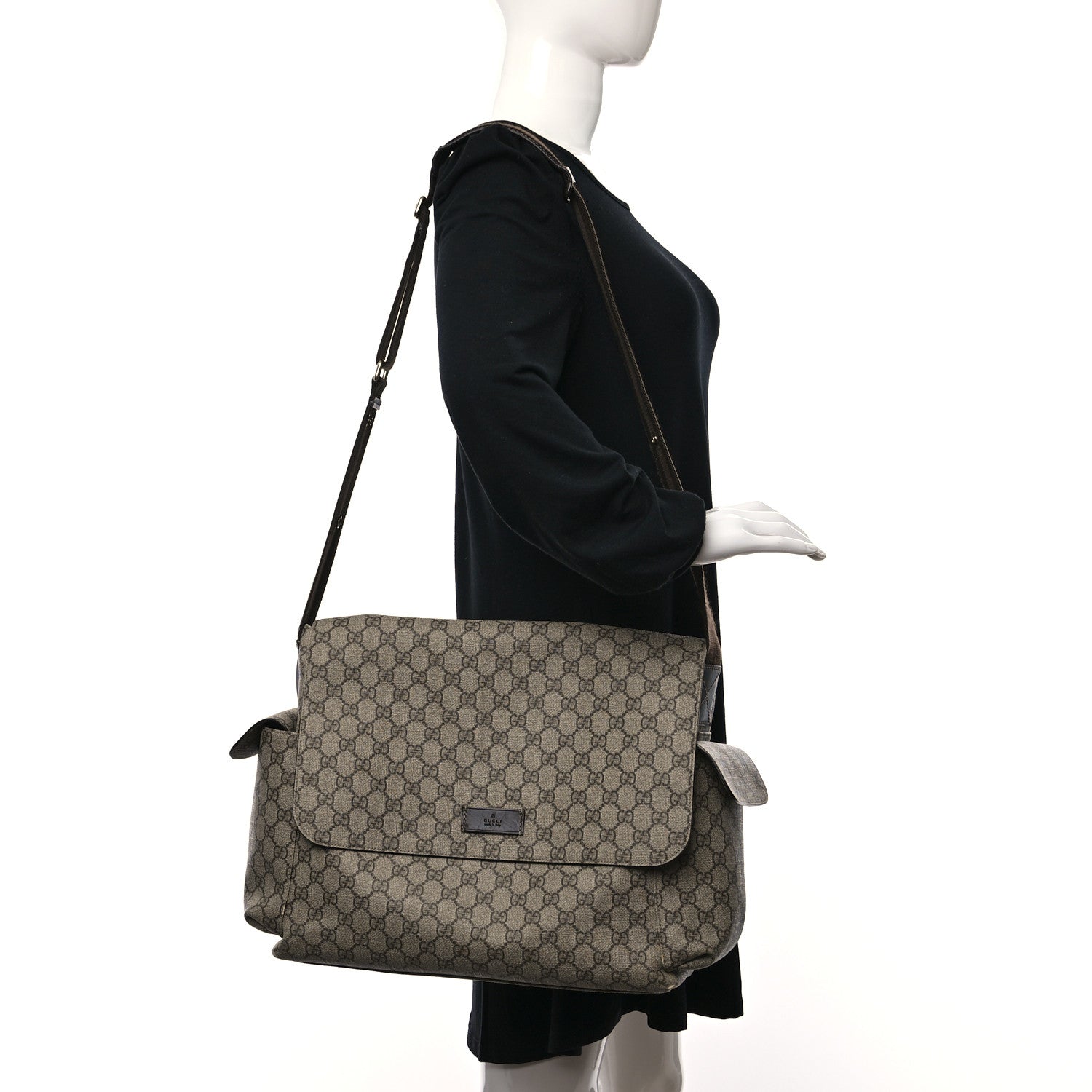 Gucci GG Plus Monogram Messenger Diaper Bag Dark Brown 2 of 13