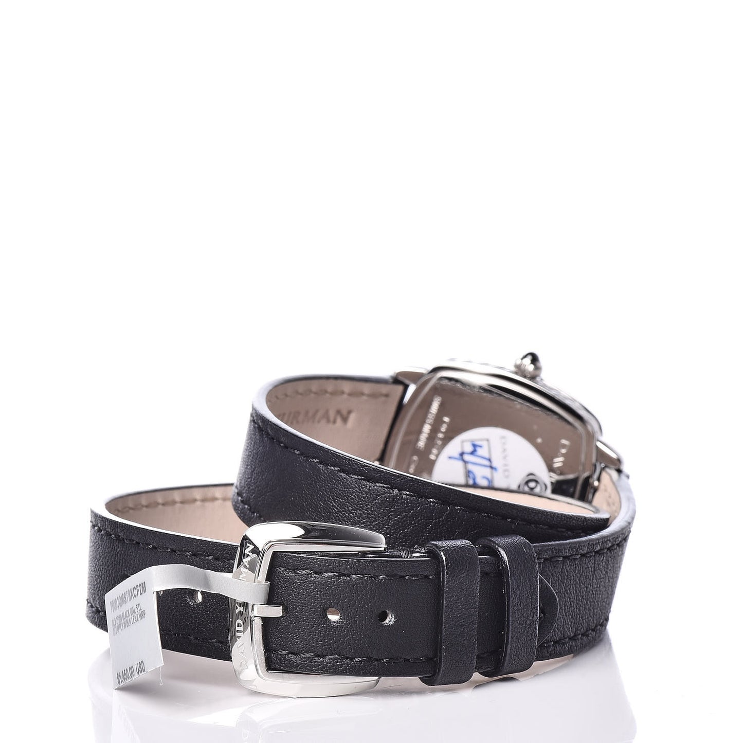 Stainless Steel Calfskin Diamond 27mm Albion Wrap Quartz Watch Black