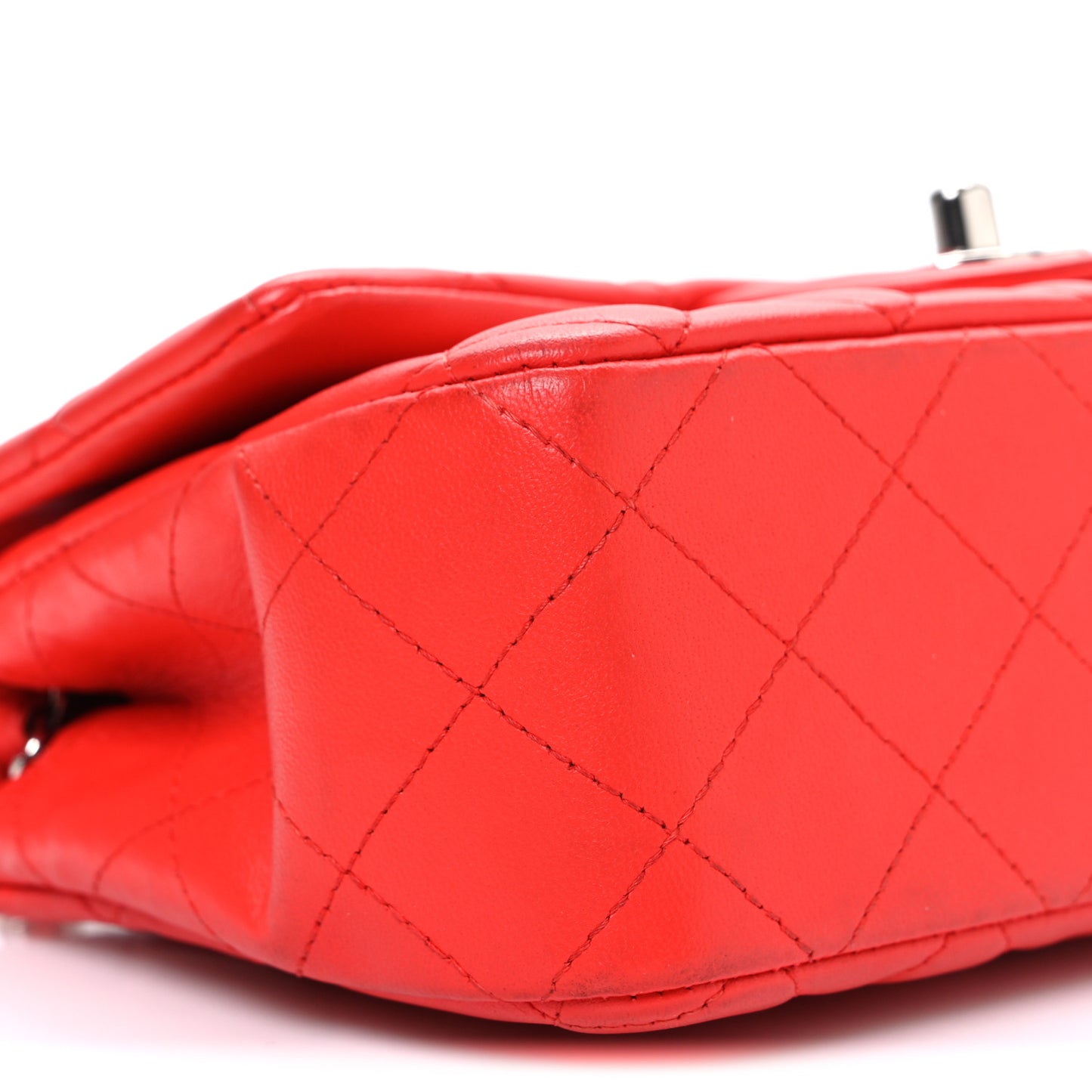 Lambskin Quilted Mini Rectangular Flap Red