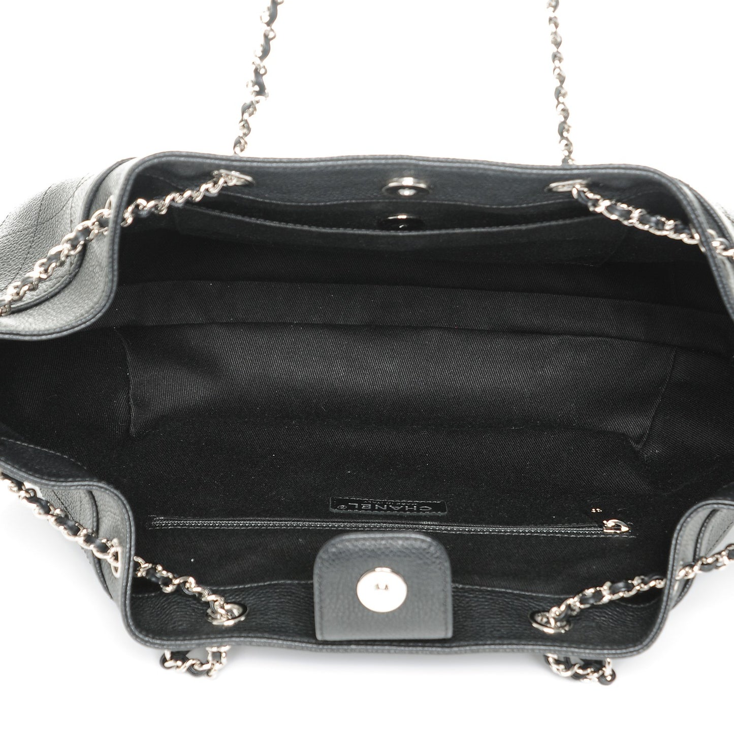 Grained Calfskin Stitched Accordion Shoulder Bag Black