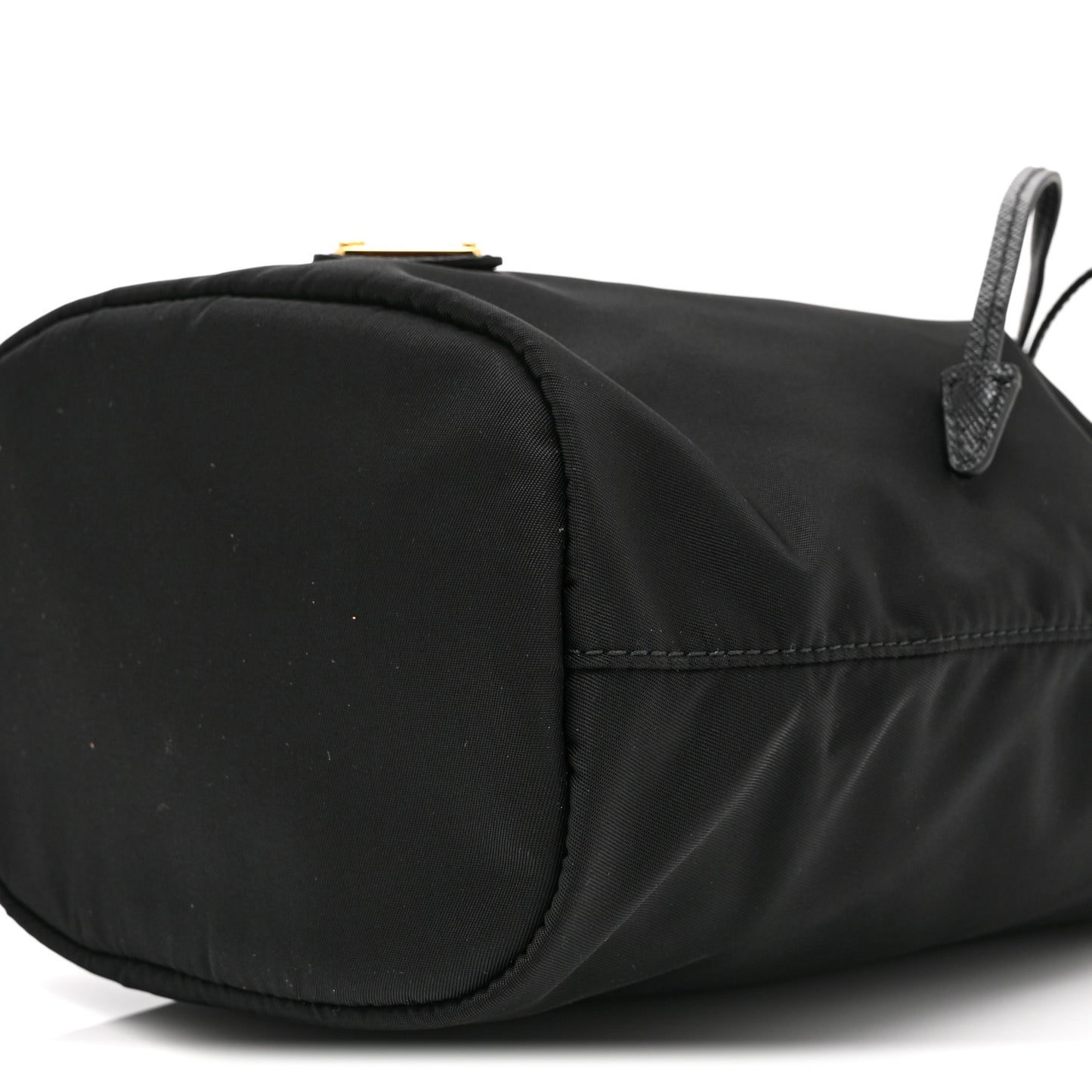 Saffiano Tessuto Nylon Vela Bucket Wristlet Black