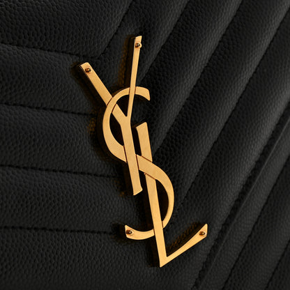 Saint Laurent Grain De Poudre Matelasse Chevron Monogram Chain Wallet Black Black 11 of 12