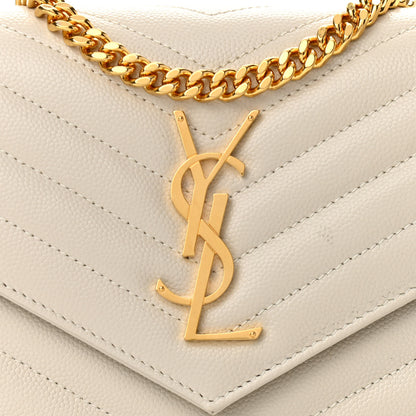Saint Laurent Grain De Poudre Matelasse Chevron Monogram Chain Wallet Crema Soft 7 of 10