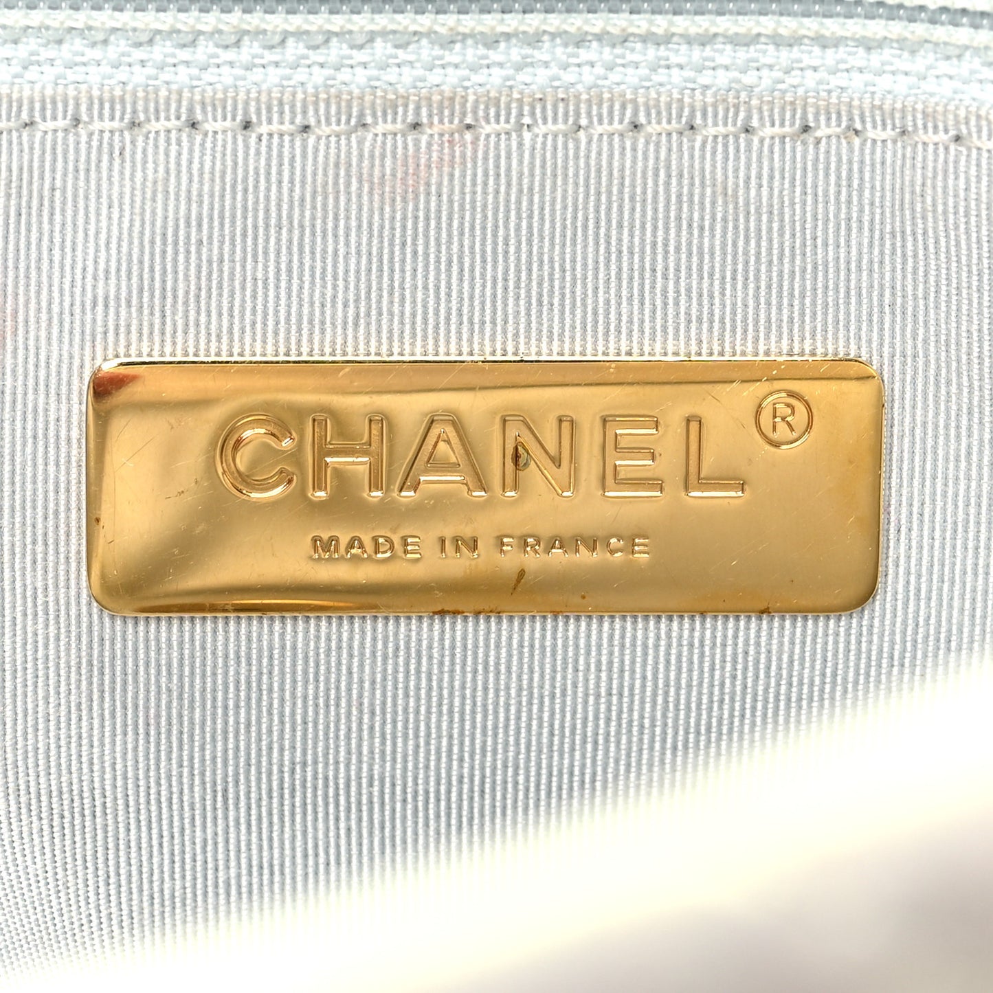 Iridescent Calfskin Quilted Medium Chanel 19 Flap White