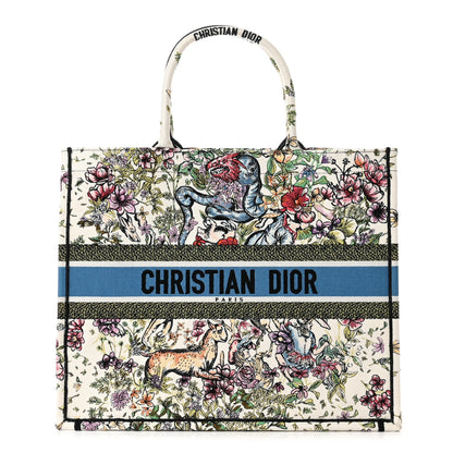Christian Dior Canvas Embroidered Large D-Constellation Book Tote Latte Multicolor 1 of 9