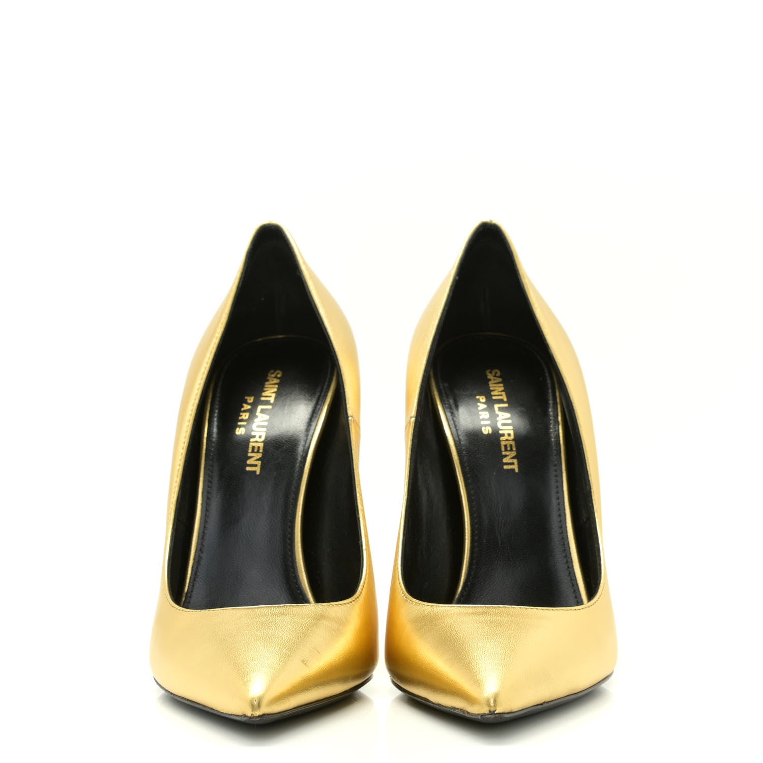 Saint Laurent Calfskin Opyum 100 Pumps 37 Gold 2 of 11