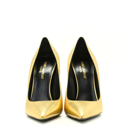 Saint Laurent Calfskin Opyum 100 Pumps 37 Gold 2 of 11