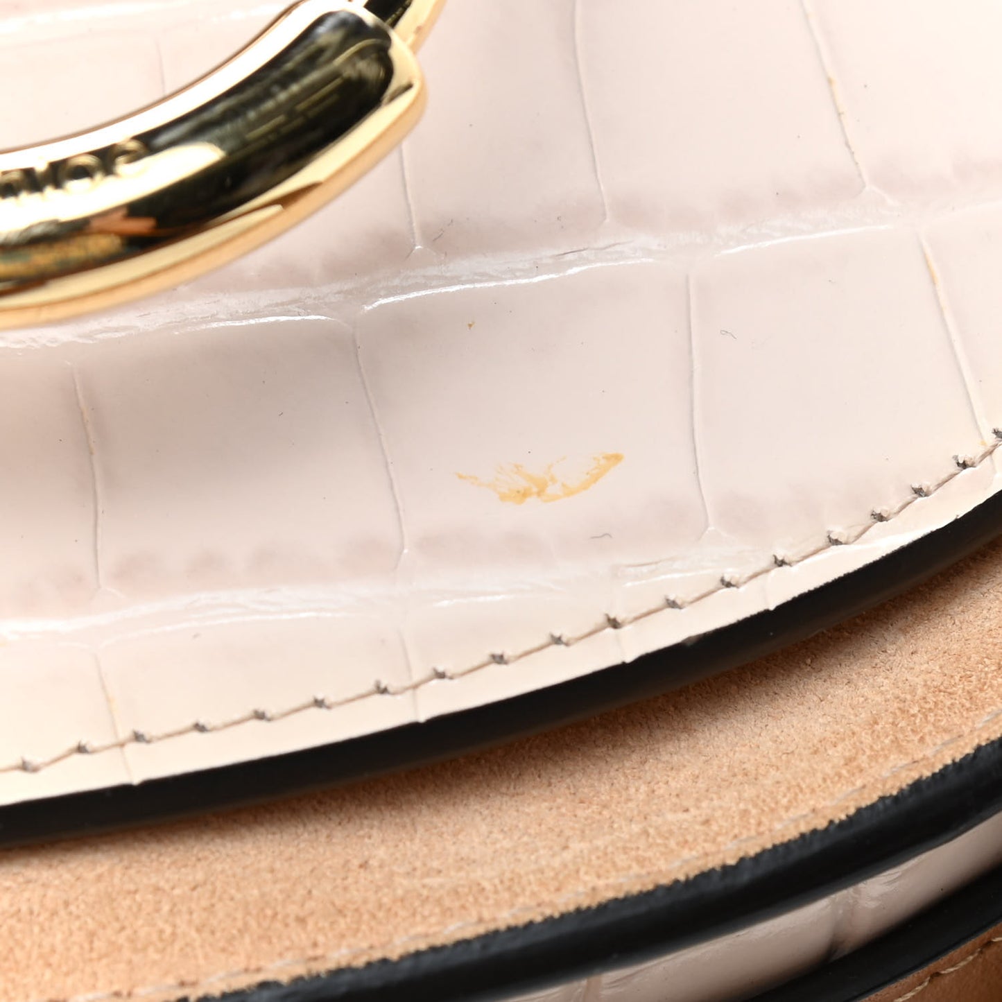 Calfskin Crocodile Embossed Small Tess Bag Cement Pink