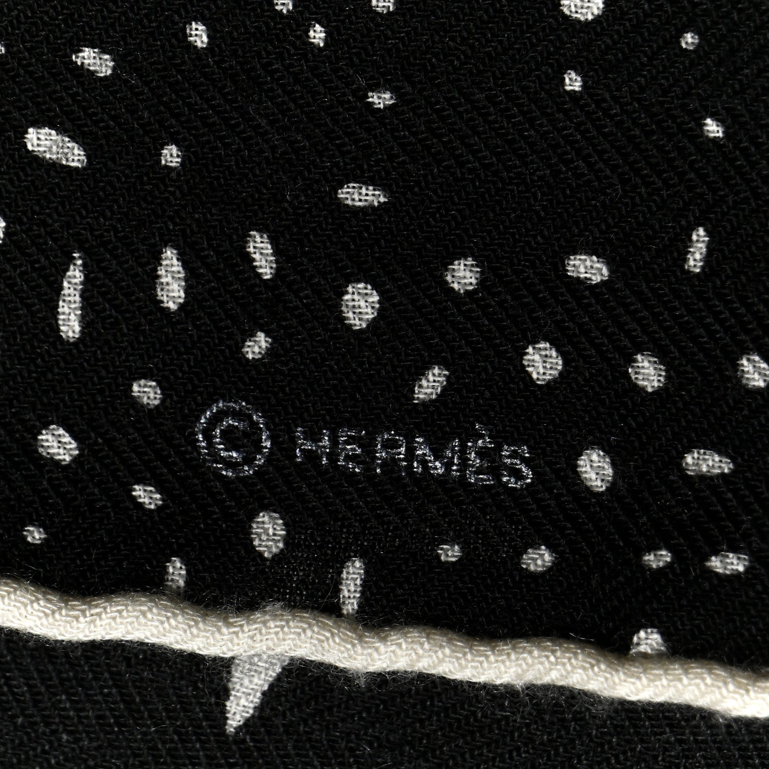 Hermes Silk Cashmere Clair De Lune Shawl 140 Black White 4 of 5
